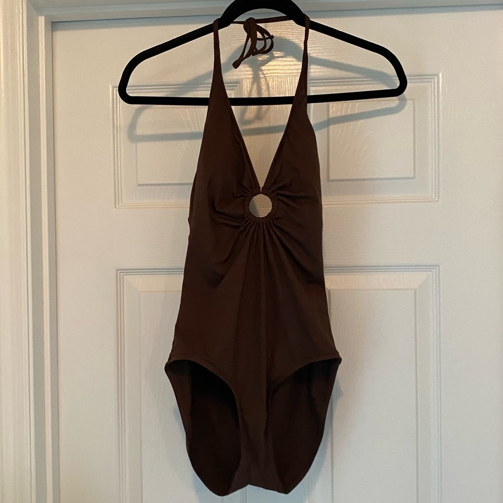 MERONA Brown One Piece Swim Suit. Size M.